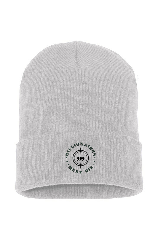 OG Billionaires Must Die White Cuffed Beanie